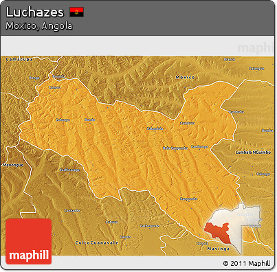 Political 3D Map of Luchazes, physical outside
