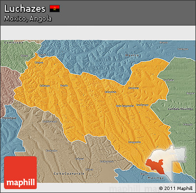 Political 3D Map of Luchazes, semi-desaturated