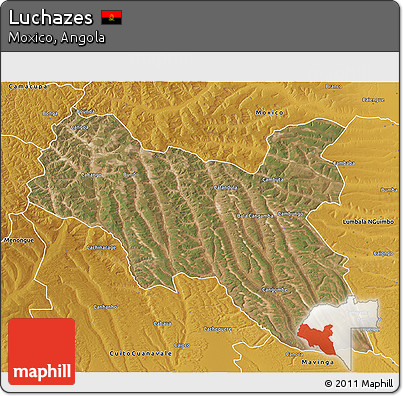 Satellite 3D Map of Luchazes, physical outside