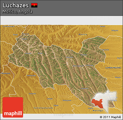 Satellite 3D Map of Luchazes, physical outside