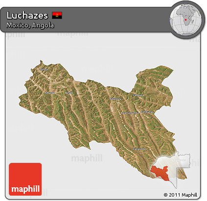 Satellite 3D Map of Luchazes, single color outside