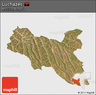 Satellite 3D Map of Luchazes, single color outside