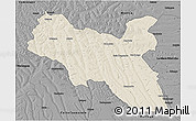 Shaded Relief 3D Map of Luchazes, darken, desaturated