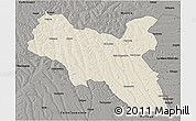 Shaded Relief 3D Map of Luchazes, darken, semi-desaturated