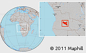 Gray Location Map of Luchazes, within the entire country