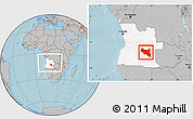 Gray Location Map of Luchazes, highlighted country, within the entire country, hill shading