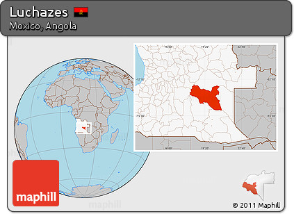 Gray Location Map of Luchazes, highlighted country