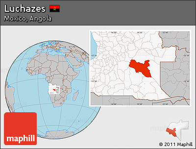 Gray Location Map of Luchazes, highlighted country