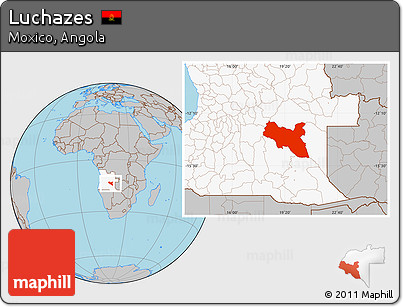 Gray Location Map of Luchazes, highlighted country