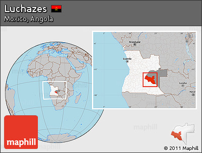 Gray Location Map of Luchazes, highlighted country, highlighted parent region, within the entire country