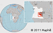 Gray Location Map of Luchazes, highlighted country, highlighted parent region, within the entire country, hill shading