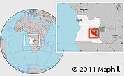 Gray Location Map of Luchazes, highlighted country, highlighted parent region, within the entire country