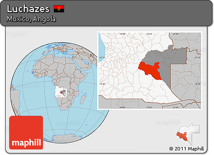 Gray Location Map of Luchazes, highlighted country, highlighted parent region