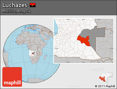 Gray Location Map of Luchazes, highlighted country, highlighted parent region
