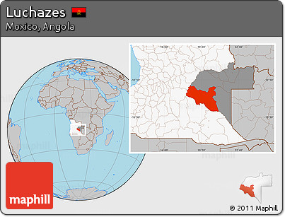Gray Location Map of Luchazes, highlighted country, highlighted parent region