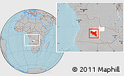 Gray Location Map of Luchazes, highlighted parent region, within the entire country, hill shading