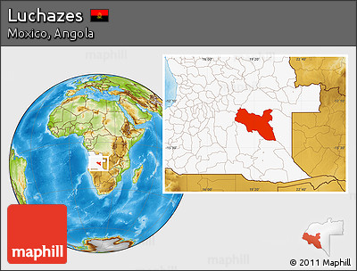 Physical Location Map of Luchazes, highlighted country