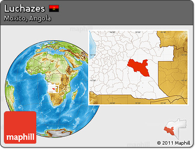 Physical Location Map of Luchazes, highlighted country