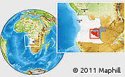 Physical Location Map of Luchazes, highlighted country, highlighted parent region, within the entire country