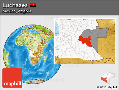 Physical Location Map of Luchazes, highlighted country, highlighted parent region
