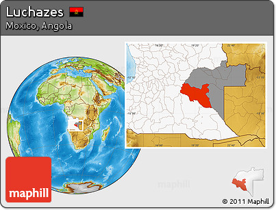 Physical Location Map of Luchazes, highlighted country, highlighted parent region