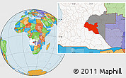Political Location Map of Luchazes, highlighted country, highlighted parent region