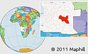 Political Location Map of Luchazes, highlighted country