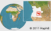 Satellite Location Map of Luchazes, highlighted country, within the entire country