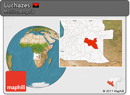 Satellite Location Map of Luchazes, highlighted country