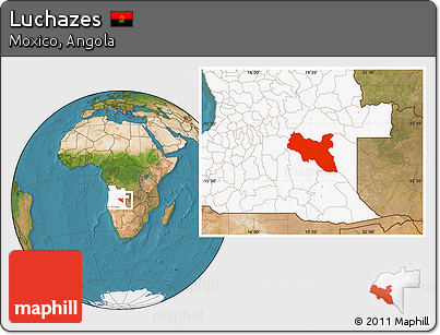 Satellite Location Map of Luchazes, highlighted country