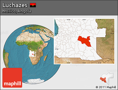 Satellite Location Map of Luchazes, highlighted country
