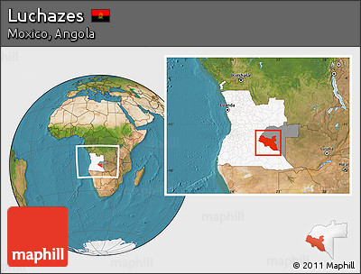 Satellite Location Map of Luchazes, highlighted country, highlighted parent region, within the entire country