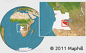 Satellite Location Map of Luchazes, highlighted country, highlighted parent region, within the entire country