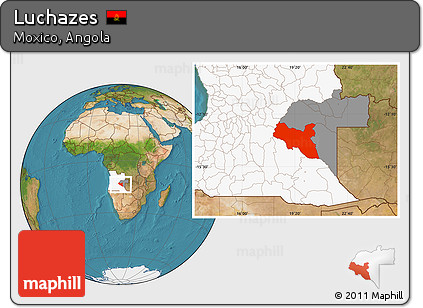 Satellite Location Map of Luchazes, highlighted country, highlighted parent region