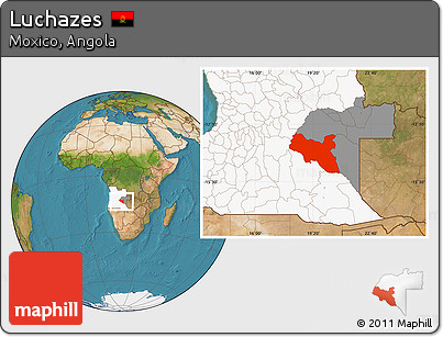 Satellite Location Map of Luchazes, highlighted country, highlighted parent region