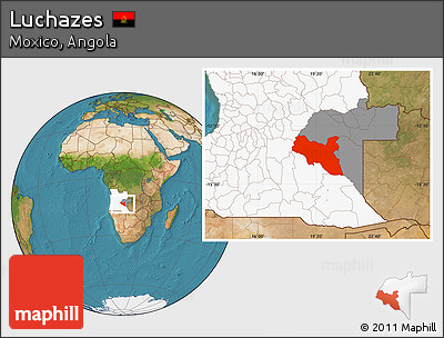 Satellite Location Map of Luchazes, highlighted country, highlighted parent region