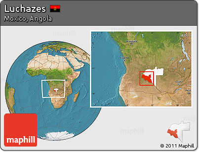 Satellite Location Map of Luchazes, highlighted parent region, within the entire country