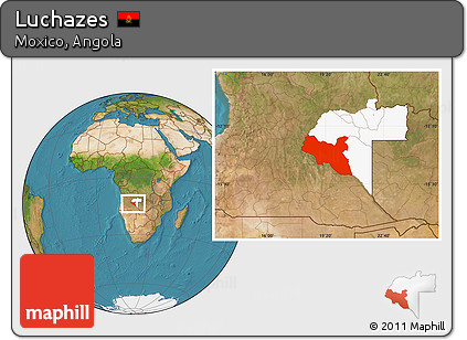 Satellite Location Map of Luchazes, highlighted parent region