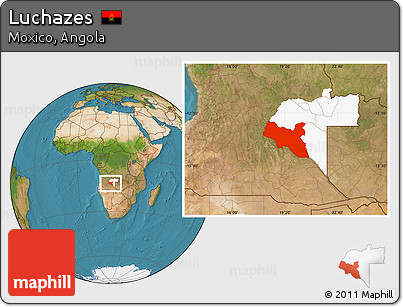 Satellite Location Map of Luchazes, highlighted parent region