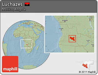 Savanna Style Location Map of Luchazes, within the entire country, hill shading