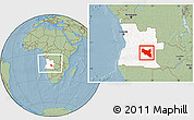 Savanna Style Location Map of Luchazes, highlighted country, within the entire country, hill shading