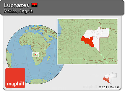 Savanna Style Location Map of Luchazes, highlighted parent region