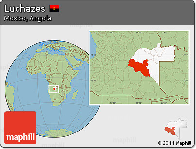 Savanna Style Location Map of Luchazes, highlighted parent region