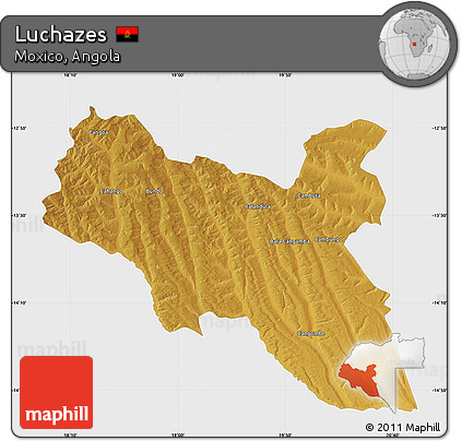 Physical Map of Luchazes, single color outside