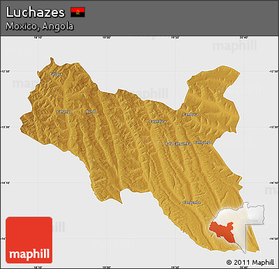 Physical Map of Luchazes, single color outside