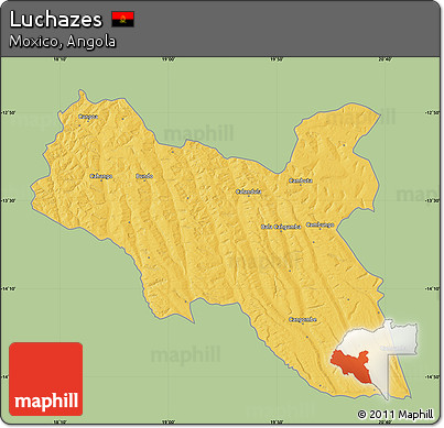 Savanna Style Map of Luchazes, single color outside