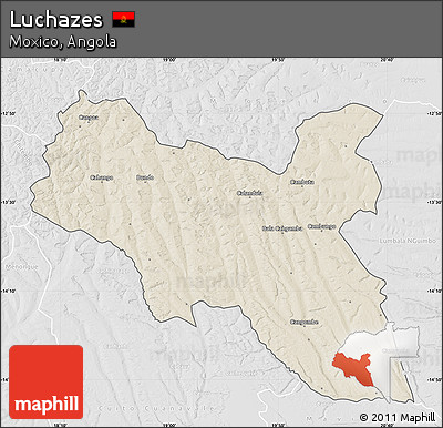 Shaded Relief Map of Luchazes, lighten, desaturated
