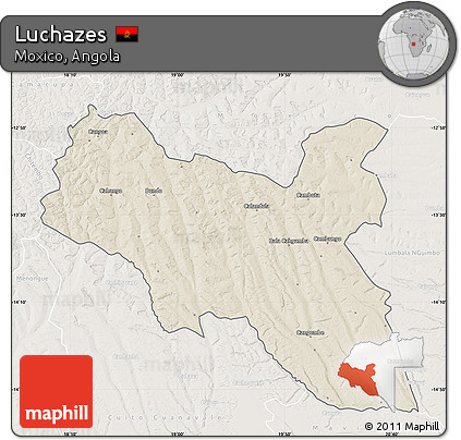 Shaded Relief Map of Luchazes, lighten
