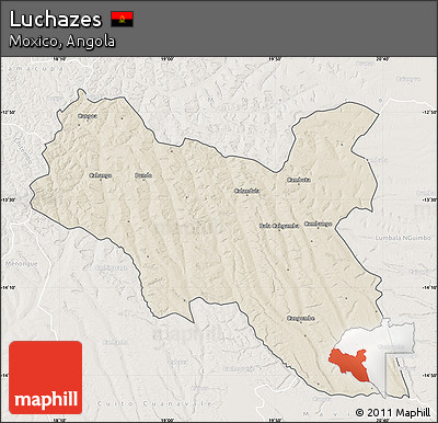 Shaded Relief Map of Luchazes, lighten