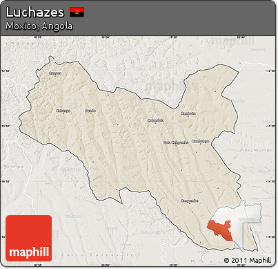 Shaded Relief Map of Luchazes, lighten
